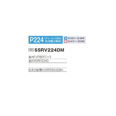 画像2: ダイキン 『SSRV224DM+分岐管』 業務用エアコン 床置形 トリプル同時マルチ FIVESTARZEAS P224形 8馬力 三相 ♪