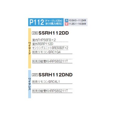 画像2: ダイキン 『SSRH112DD+分岐管』 業務用エアコン 天井吊形 センシング ツイン同時マルチ FIVESTARZEAS P112形 4馬力 三相 ワイヤード ♪