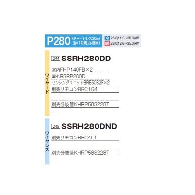 画像2: ダイキン 『SSRH280DND+分岐管』 業務用エアコン 天井吊形 センシング ツイン同時マルチ FIVESTARZEAS P280形 10馬力 三相 ワイヤレス ♪