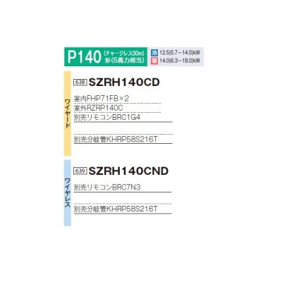 画像2: ダイキン 『SZRH140CD+分岐管』 業務用エアコン 天井吊形 標準 ツイン同時マルチ EcoZEAS P140形 5馬力 三相 ワイヤード ♪