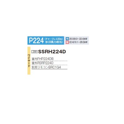 画像2: ダイキン SSRH224D 業務用エアコン 天井吊形 センシング ペア FIVESTARZEAS P224形 8馬力 三相 ワイヤード ♪