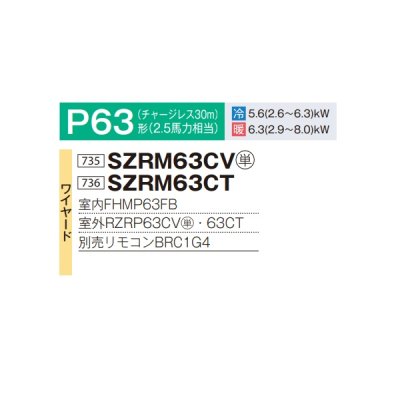画像2: ダイキン SZRM63CT 業務用エアコン 天井埋込ダクト形 高静圧 ペア EcoZEAS P63形 2.5馬力 三相 ワイヤード ♪