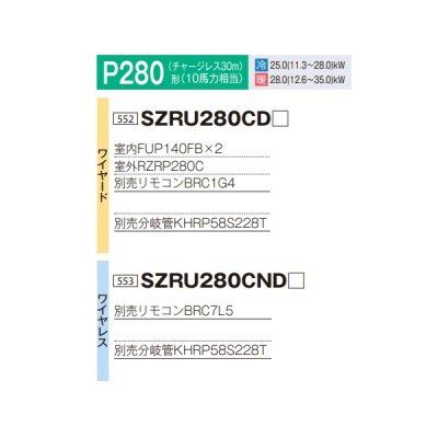画像2: ダイキン 『SZRU280CND+分岐管』 業務用エアコン 天吊自在形 ワンダ風流 標準 ツイン同時マルチ EcoZEAS P280形 10馬力 三相 ワイヤレス ♪