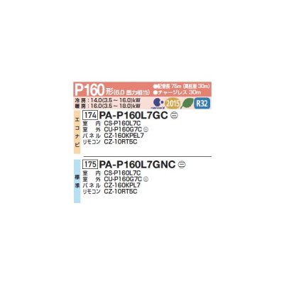 画像2: パナソニック PA-P160L7GNC 業務用エアコン 2方向天井カセット形 XEPHY Premium 標準 シングル P160形 6馬力 三相200V ♪