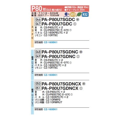 画像2: パナソニック 『PA-P80U7SGDC+分岐管』 業務用エアコン 4方向天井カセット形 XEPHY Premium エコナビ 同時ツイン P80形 3馬力 単相200Ｖ ♪