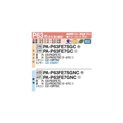 画像2: パナソニック PA-P63FE7SGNCC 業務用エアコン ビルトインオールダクト形 XEPHY Premium 標準 シングル P63形 2.5馬力 単相200V ♪