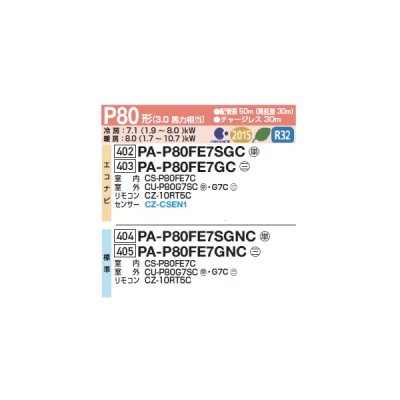 画像2: パナソニック PA-P80FE7GCC 業務用エアコン ビルトインオールダクト形 XEPHY Premium エコナビ シングル P80形 3.0馬力 三相200V ♪