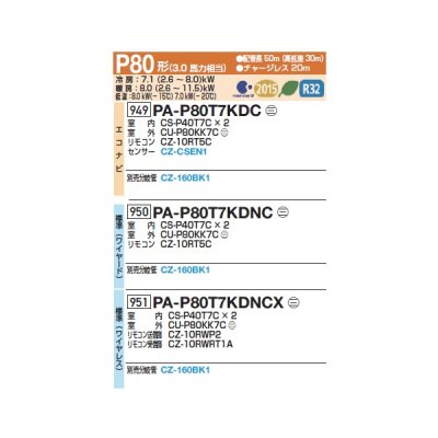画像2: パナソニック 『PA-P80T7KDC+分岐管』 業務用エアコン 天井吊形 フル暖 XEPHY 寒冷地向け エコナビ 同時ツイン P80形 3馬力 三相200Ｖ ♪