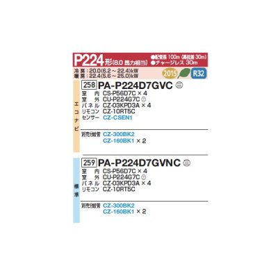 画像2: パナソニック 『PA-P224D7GVC+分岐管』 業務用エアコン 高天井用1方向カセット形 XEPHY Premium エコナビ 同時ダブルツイン P224形 8馬力 三相200V ♪