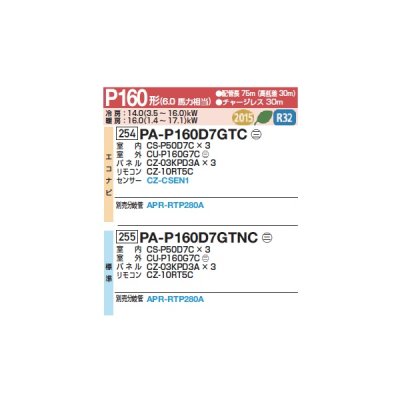 画像2: パナソニック 『PA-P160D7GTNC+分岐管』 業務用エアコン 高天井用1方向カセット形 XEPHY Premium 標準 同時トリプル P160形 6馬力 三相200V ♪