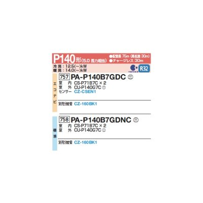 画像2: パナソニック 『PA-P140B7GDNC+分岐管』 業務用エアコン 床置形(スリム形) XEPHY Premium 標準 同時ツイン P140形 5馬力 三相200V ♪