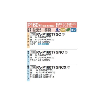 画像2: パナソニック PA-P160T7GNC 業務用エアコン 天井吊形 XEPHY Premium 標準 シングル P160形 6馬力 三相200V ♪