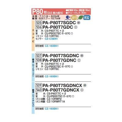画像2: パナソニック 『PA-P80T7SGDC+分岐管』 業務用エアコン 天井吊形 XEPHY Premium エコナビ 同時ツイン P80形 3馬力 単相200Ｖ ♪