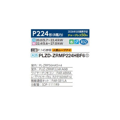 画像2: 三菱 PLZD-ZRMP224HBF6 業務用エアコン 4方向天井カセット i-スクエアタイプ スリムZR 同時フォー P224形 8馬力 三相200V ワイヤード ♪∀