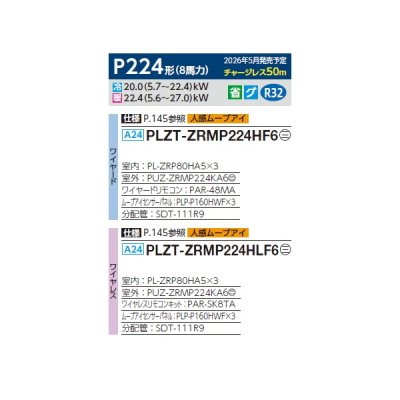 画像2: 三菱 PLZT-ZRMP224HF6 業務用エアコン 4方向天井カセット i-スクエアタイプ スリムZR 同時トリプル P224形 8馬力 三相200V ワイヤード ♪∀