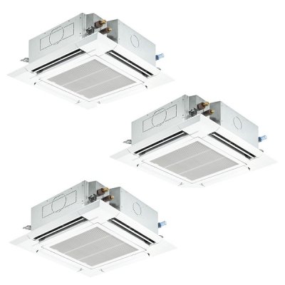 画像1: 三菱 PLZT-ERMP160H6 業務用エアコン 4方向天井カセット i-スクエアタイプ スリムER 同時トリプル P160形 6馬力 三相200V ワイヤード ♪∀