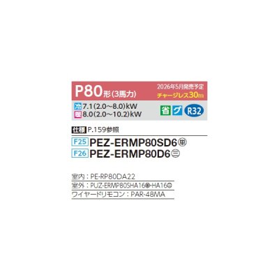 画像2: 三菱 PEZ-ERMP80D6 業務用エアコン 天井埋込 スリムER 標準シングル P80形 3馬力 三相200V ワイヤード ♪∀
