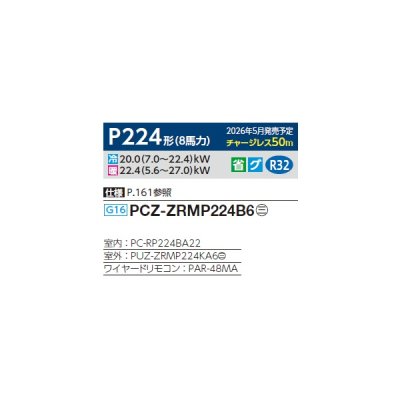 画像2: 三菱 PCZ-ZRMP224B6 業務用エアコン 天吊 スリムZR 標準シングル P224形 8馬力 三相200V ワイヤード ♪∀
