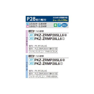 画像2: 三菱 PKZ-ZRMP28SL6 業務用エアコン 壁掛 スリムZR 標準シングル P28形 1馬力 単相200V ワイヤード ♪∀