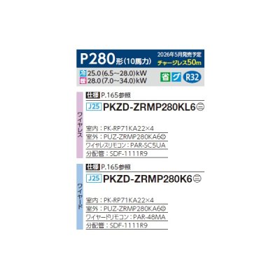 画像2: 三菱 PKZD-ZRMP280KL6 業務用エアコン 壁掛 スリムZR 同時フォー P280 10馬力 三相200V ワイヤレス ♪∀
