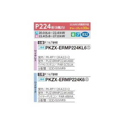 画像2: 三菱 PKZX-ERMP224K6 業務用エアコン 壁掛 スリムER 同時ツイン P224形 8馬力 三相200V ワイヤード ♪∀