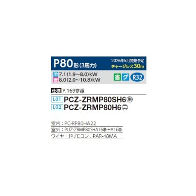 画像2: 三菱 PCZ-ZRMP80SH6 業務用エアコン 厨房用天吊 スリムZR 標準シングル P80形 3馬力 単相200V ワイヤード ♪