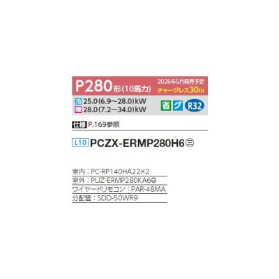 画像2: 三菱 PCZX-ERMP280H6 業務用エアコン 厨房用天吊 スリムER 同時ツイン P280 10馬力 三相200V ワイヤード ♪