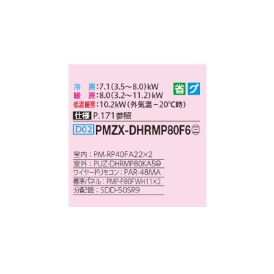 画像2: 三菱 PMZX-DHRMP80F6 業務用エアコン 1方向天井カセット ズバ暖スリム DHシリーズ 同時ツイン P80形 3馬力 三相200V ワイヤード ♪
