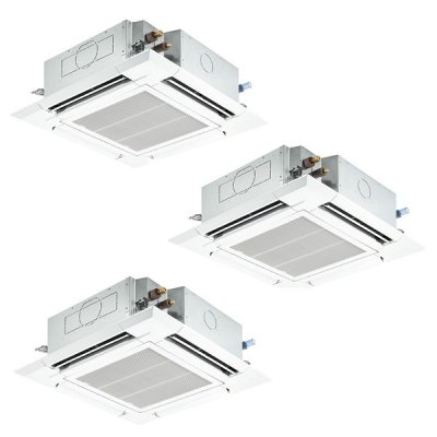 画像1: 三菱 PLZT-HRMP160H6 業務用エアコン 4方向天井カセット i-スクエアタイプ ズバ暖スリム Hシリーズ 同時トリプル P160形 6馬力 三相200V ワイヤード ♪