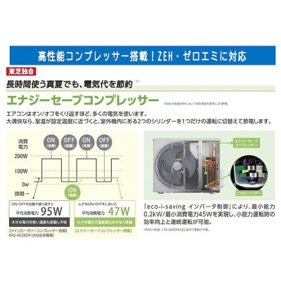 画像4: 『在庫あり』 日本キヤリア/東芝 RAS-406DRNE(W) ルームエアコン DRNEシリーズ エアコン 寒冷地仕様 大清快 暖太郎 単相200V 20A 14畳程度 グランホワイト ☆2