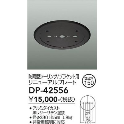 画像2: 大光電機(DAIKO) DP-42556 部材 埋込穴φ150 非常灯 リニューアルプレート 防雨形 ブラック