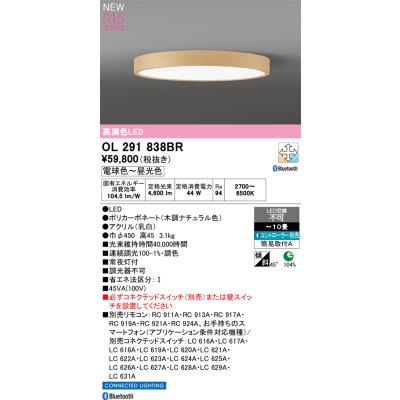 画像2: オーデリック OL291838BR シーリングライト 10畳 LED一体型 Bluetooth調光調色 高演色LED コントローラー別売 木調ナチュラル