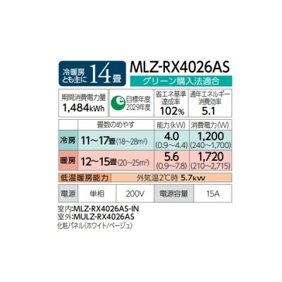 画像3: 三菱 『MLZ-RX4026AS + 化粧パネル』 ハウジングエアコン 1方向天井カセット形 RXシリーズ 14畳程度 単相200V (MLZ-RX4022ASの後継品) ♪