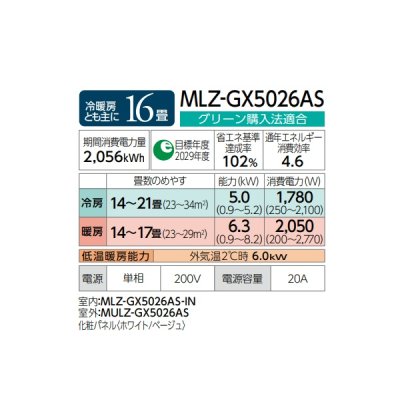 画像3: 三菱 『MLZ-GX5026AS + 化粧パネル』 ハウジングエアコン 1方向天井カセット形 GXシリーズ 16畳程度 単相200V (MLZ-GX5022ASの後継品) ♪