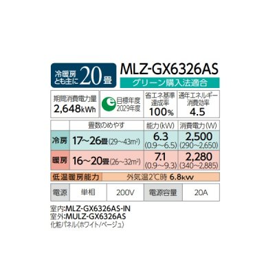 画像3: 三菱 『MLZ-GX6326AS + 化粧パネル』 ハウジングエアコン 1方向天井カセット形 GXシリーズ 20畳程度 単相200V (MLZ-GX6322ASの後継品) ♪