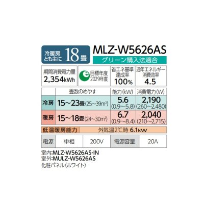 画像3: 三菱 『MLZ-W5626AS + 化粧パネル』 ハウジングエアコン 2方向天井カセット形 Wシリーズ 18畳程度 単相200V (MLZ-W5622ASの後継品) ♪