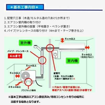 画像3: 【購入者限定】設置工事 ルームエアコン 壁掛型(4.0kw迄）※当店エアコン購入された方限定