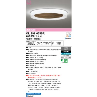 画像1: オーデリック OL291665BR シーリングライト 高演色LED Bluetooth 調光調色 電球色〜昼光色 リモコン別売 コントローラー別売 〜12畳