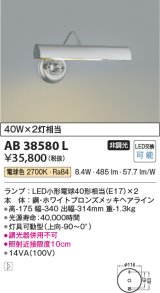 コイズミ照明　AB38580L　ブラケット LEDピクチャーライト LED付 電球色 白熱球40W×2灯相当 灯具可動型 ホワイトブロンズ
