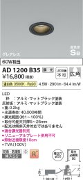 コイズミ照明　AD1200B35　ダウンライト 埋込穴φ50 調光 調光器別売 LED一体型 温白色 防雨・防湿型 高気密SB グレアレス マットブラック