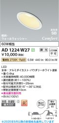 コイズミ照明 AD1224W27 ダウンライト 埋込穴φ100 調光 調光器別売 LED一体型 電球色 高気密SB形 傾斜・ウォールウォッシャー 防雨・防湿型 パウダリーホワイト