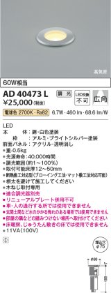 コイズミ照明　AD40473L　(30°)屋内バリードライト ダウンライト 調光 白熱球60W相当 電球色 LED一体型 埋込穴φ75 シルバー