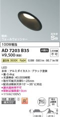 コイズミ照明　AD7203B35　ダウンライト 埋込穴φ100 非調光 LED一体型 温白色 防雨・防湿型 高気密SB 傾斜 ウォールウォッシャー ブラック