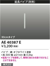 コイズミ照明　AE40387E　R-(T-)シリーズ用延長パイプ 30cmタイプ ホワイト