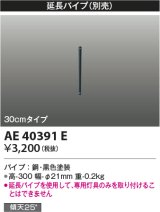 コイズミ照明　AE40391E　T- シリーズ用延長パイプ 30cmタイプ ブラック