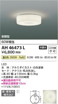 コイズミ照明　AH46473L　ブラケット LED一体型 傾斜天井取付可能 直付・壁付取付可能型 温白色 [♭￡]