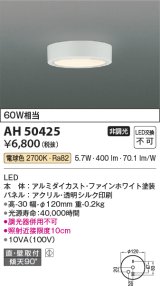 コイズミ照明　AH50425　小型シーリング LED一体型 非調光 電球色 直・壁取付 傾斜天井対応 ホワイト