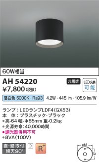 コイズミ照明　AH54220　シーリングライト 非調光 LEDランプ 昼白色 直付・壁付取付 ブラック