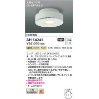 コイズミ照明　AH54245　シーリングライト 非調光 LEDランプ 温白色 人感センサ付 ON-OFFタイプ マットファインホワイト