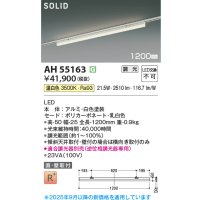 コイズミ照明 AH55163 ベースライト 調光 調光器別売 LED一体型 温白色 直付・壁付取付 プラグタイプ 1200mmタイプ 白色